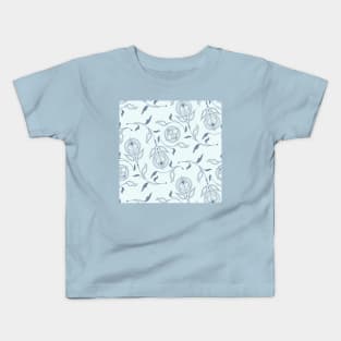 Light Blue Medallion Paisley Kids T-Shirt